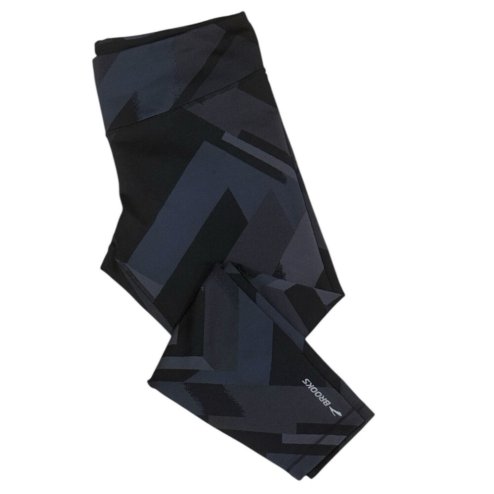 Brooks Women’s XL Formation Crop Mid Rise Leggings Asphalt Eclipse Fitness Block